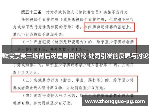 魏震禁赛三场背后深层原因揭秘 处罚引发的反思与讨论